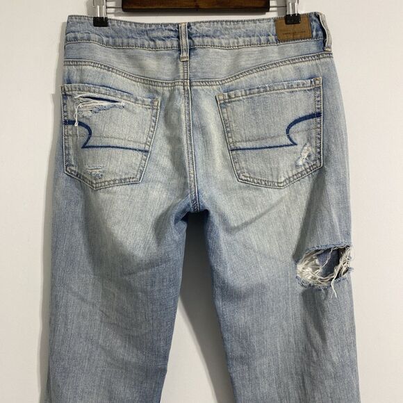 American Eagle Jeans Women's 6 Blue Tomgirl Ripped Distressed Destroyed Trashed - Picture 6 of 12